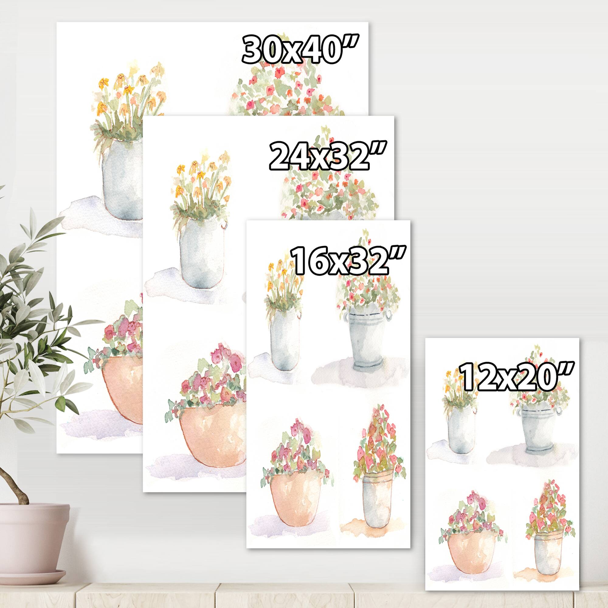 Designart - Four Outdoor Flower Pots